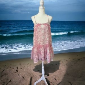 Juliet Dunn London Bathing Suit Coverup Pink white Size Small